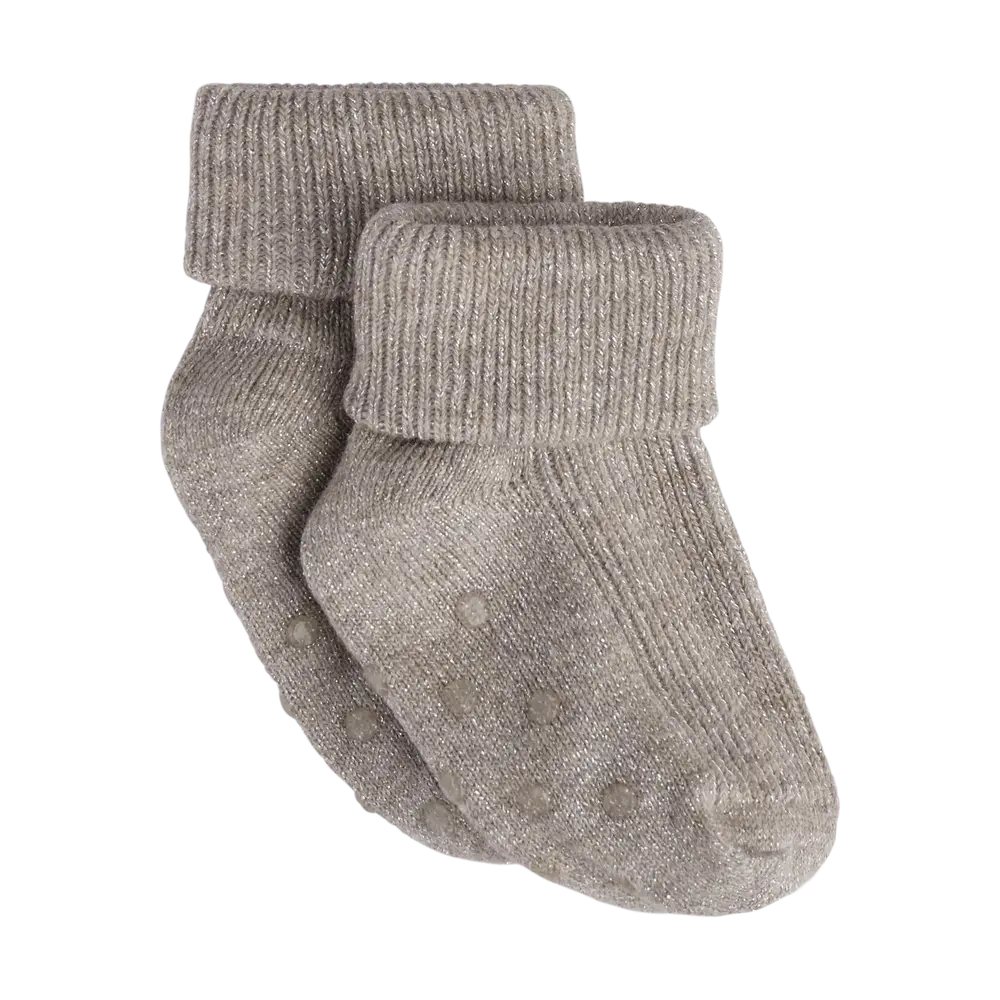 BeKids Glimmer Rib Strumpor m. ABS - Mocha Meringue - 11\14