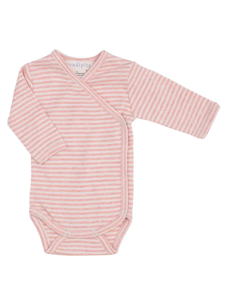 Wrap Body - Coral/Offwhite - 62 CM | Barnkläder - Bodys & overaller - Långärmad body | BabyMode