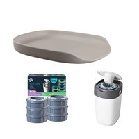 Startpaket - Skötbädd Sebra & Blöjhink inkl. 6-pack Refill - Jetty Beige