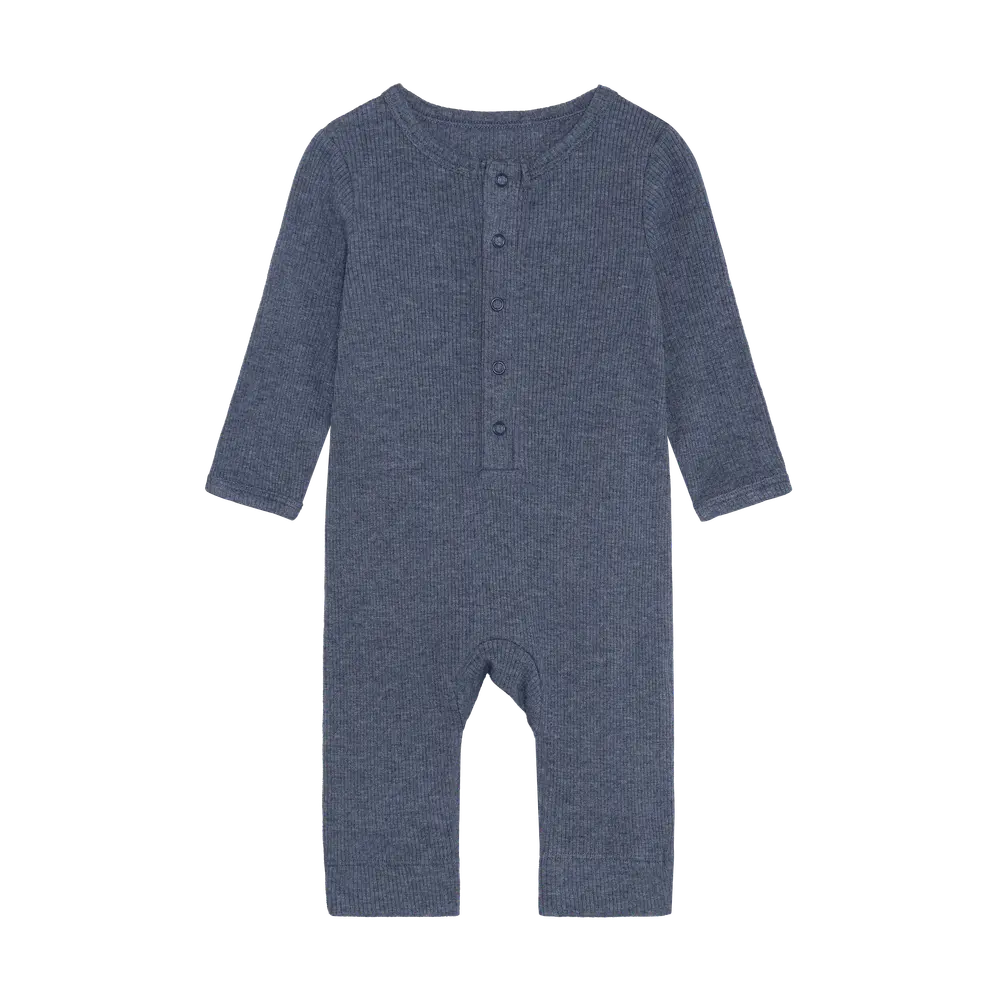 Jumpsuit Melange Rib - Vintage Indigo Melange - 62 | Barnkläder - Bodys & overaller - Jumpsuit utan fot | BabyMode