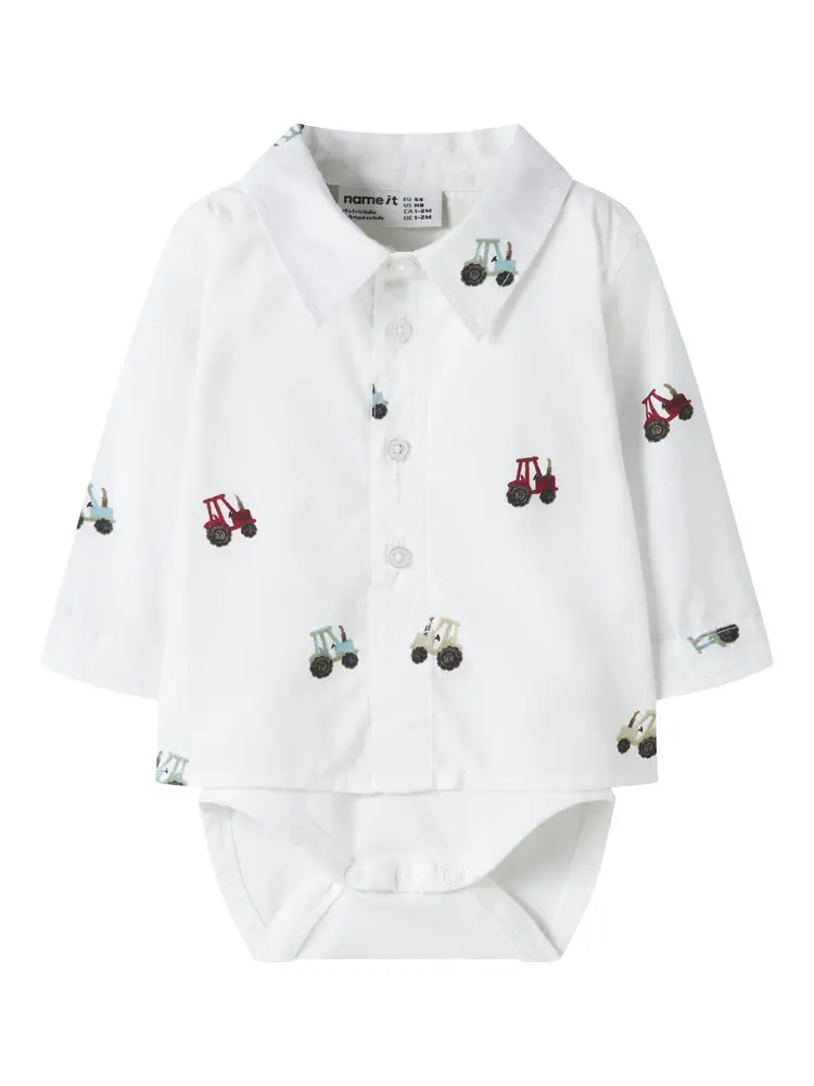 Name It Ractor Långärmad Bodyskjorta - Bright White - 74