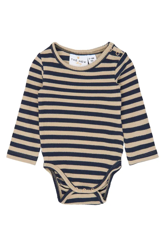 The New Siblings Fro Långärmad Rib Body - Navy Blazer Striped - 92