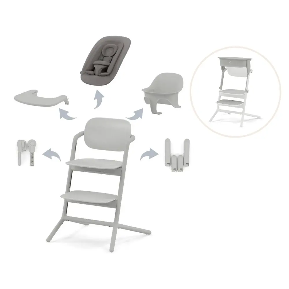 Lemo matstol 4i1 inkl. hjälpa till pall - Suede grey Suede grey | Baby & Barn - Äta - Barnstolar & tillbehör - Barnstolar med tillbehör | BabyMode