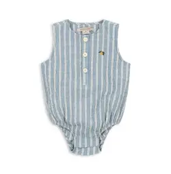 Elliot Romper - Trio bleu stripe | Kläder - Bodys & overaller - Kortärmad body | BabyMode