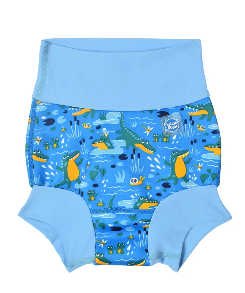 Badbyxor Happy Nappy - Crocodile Swamp Blue - 0-3 MDR. | Barnkläder - Badkläder - Badblöjor | BabyMode