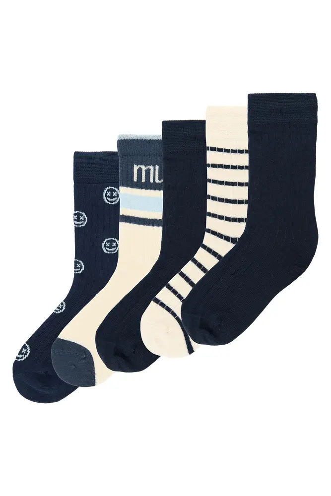 MiniPop Mac Bamboo Strumpor 5-Pack - Navy - 19/22