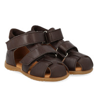 Prewalker Sandal m. Kardborre - Dark brown/Dark brown