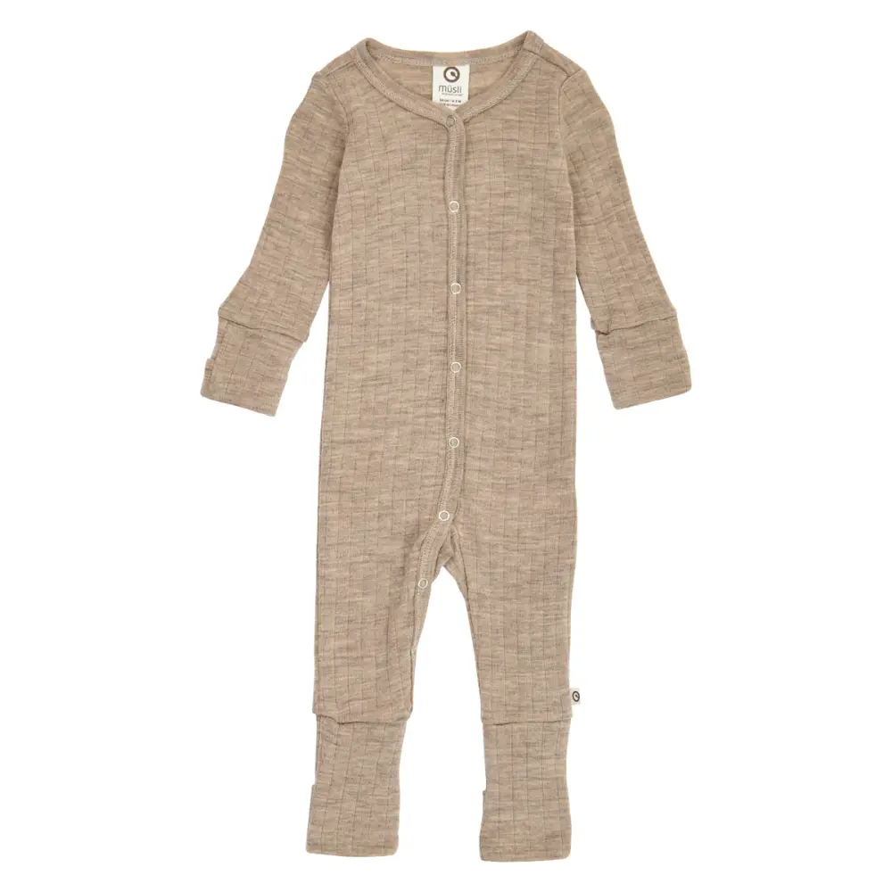 Jumpsuit med Fot Woolly - Balsam Melange - 44 | Barnkläder - Ull - Ulloveraller | BabyMode