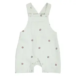 Seersucker Randiga Hängselbyxor - Tofu/ Ocean/ Mineral red | Barnkläder - Underdelar - Hängsel & jumpsuits | BabyMode