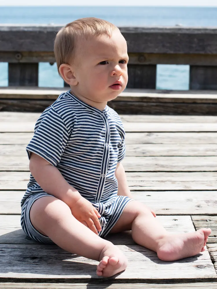Jumpsuit m. Ränder - Mörkblå - 68 | Barnkläder - Bodys & overaller - Jumpsuit utan fot | BabyMode