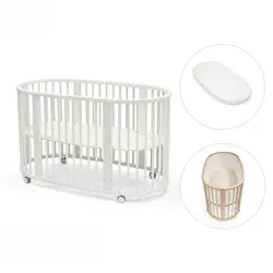 Sleepi inkl. madrass, lakan och spjälskydd – Vit | Barnrum | BabyMode