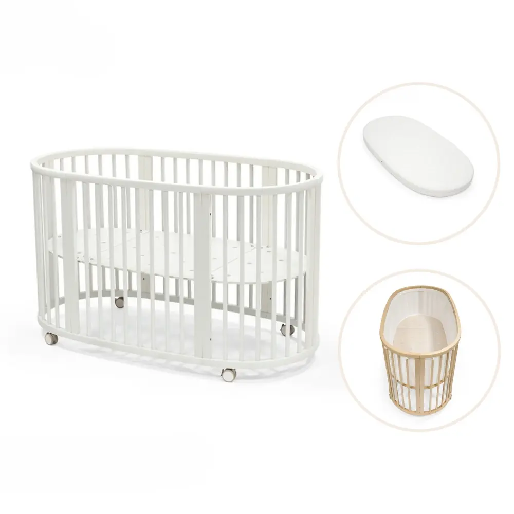 Stokke® Sleepi V3 Spjälsäng Inkl. Madrass, Lakan & Spjälskydd – White | Barnrum - Barnrumspaket | BabyMode