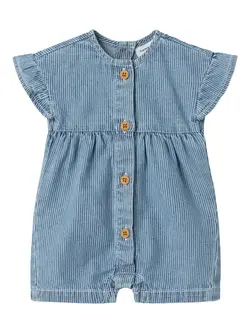 Jade Denim Short Jumpsuit - Medium Blue Denim | Barnkläder - Underdelar - Hängsel & jumpsuits | BabyMode