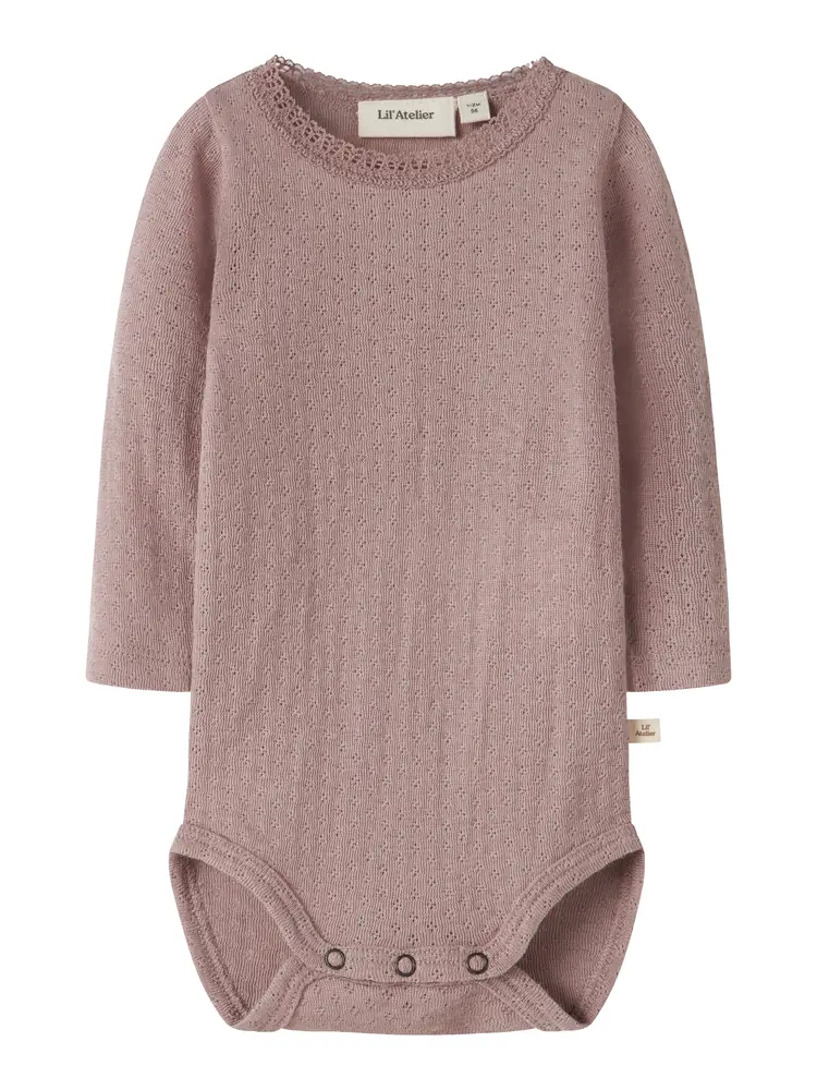 Lil' Atelier Nora Ned Ull Silke Långärmad Slim Body - Fawn - 56