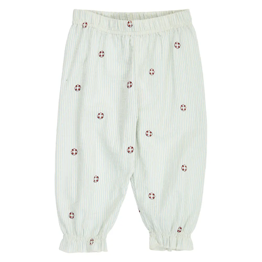 Seersucker Randiga Byxor - Tofu/ Ocean/ Mineral red - 86 | Barnkläder - Underdelar - Byxor | BabyMode