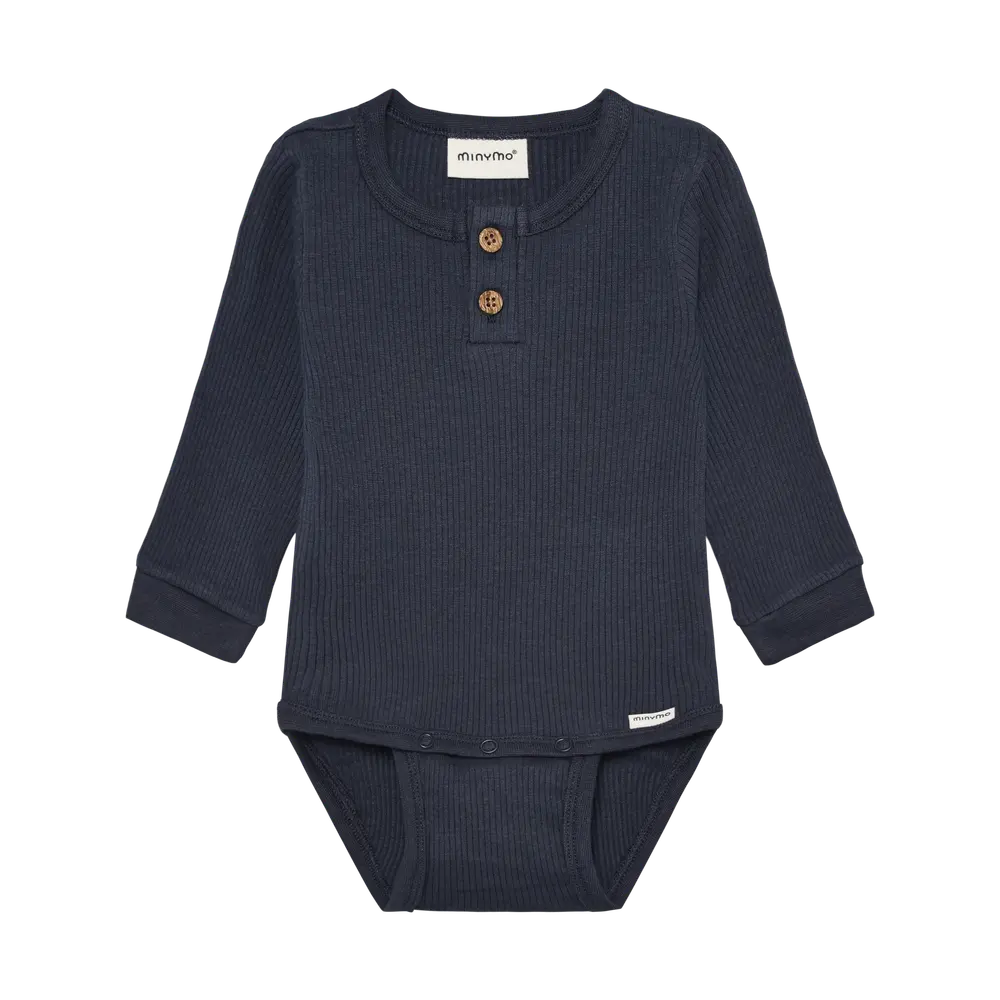 Långärmad Rib Body - Odyssey Gray - 74 | Barnkläder - Bodys & overaller - Långärmad body | BabyMode