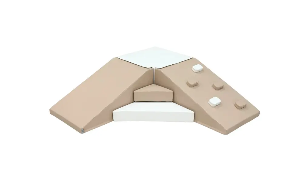 Skumleksaksset med rutschkana och klättervägg – hårt skum – beige/vit