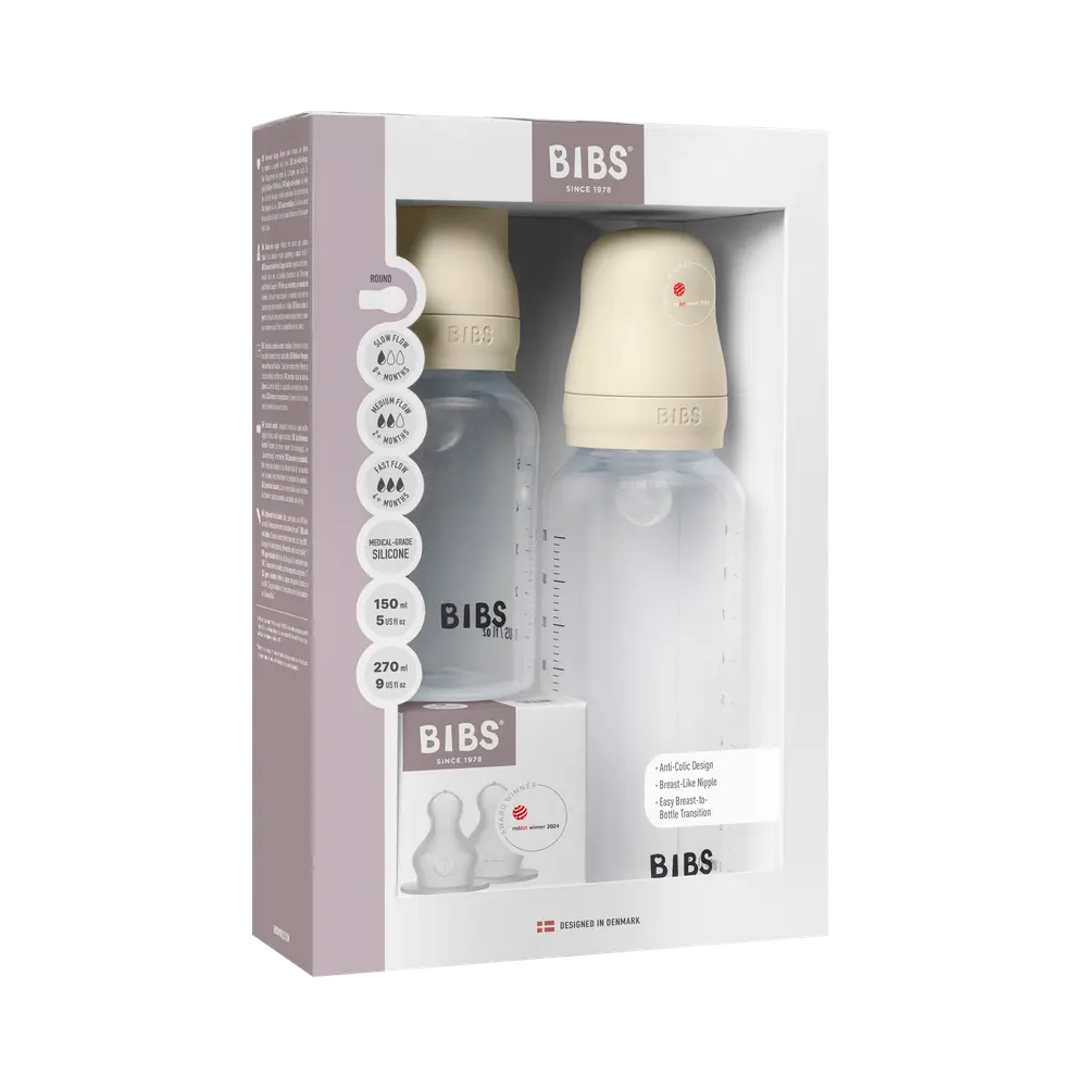 Grow and Flow Nappflaska Baby Silikon Set 150ml/270ml - Ivory | Baby & Barn - Äta - Nappflaskor | BabyMode