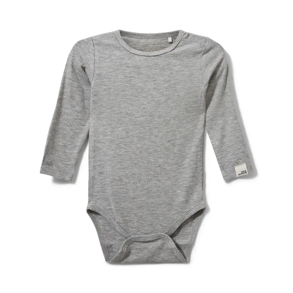 Dicte Långärmad Body - Grey Melange - 92 | Barnkläder - Bodys & overaller - Långärmad body | BabyMode