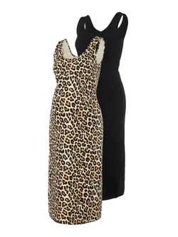 Sannie midi kjole 2-pak - BLACK | Graviditet & Amning - Gravidkläder - Klänningar & kjolar | BabyMode