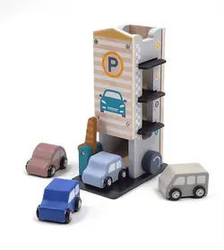 Parkeringshus med Bilar i Trä | Leksaker - Bilar & maskiner - Leksaksbilar | BabyMode
