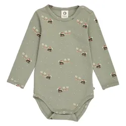 Långärmad Body Christmas - Shadow/ Deep Green/ Balsam Cream | Kläder - Bodys & overaller - Långärmad body | BabyMode