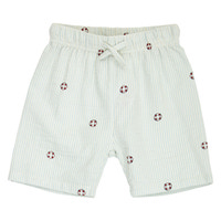 Seersucker Randig Shorts - Tofu/ Ocean/ Mineral red