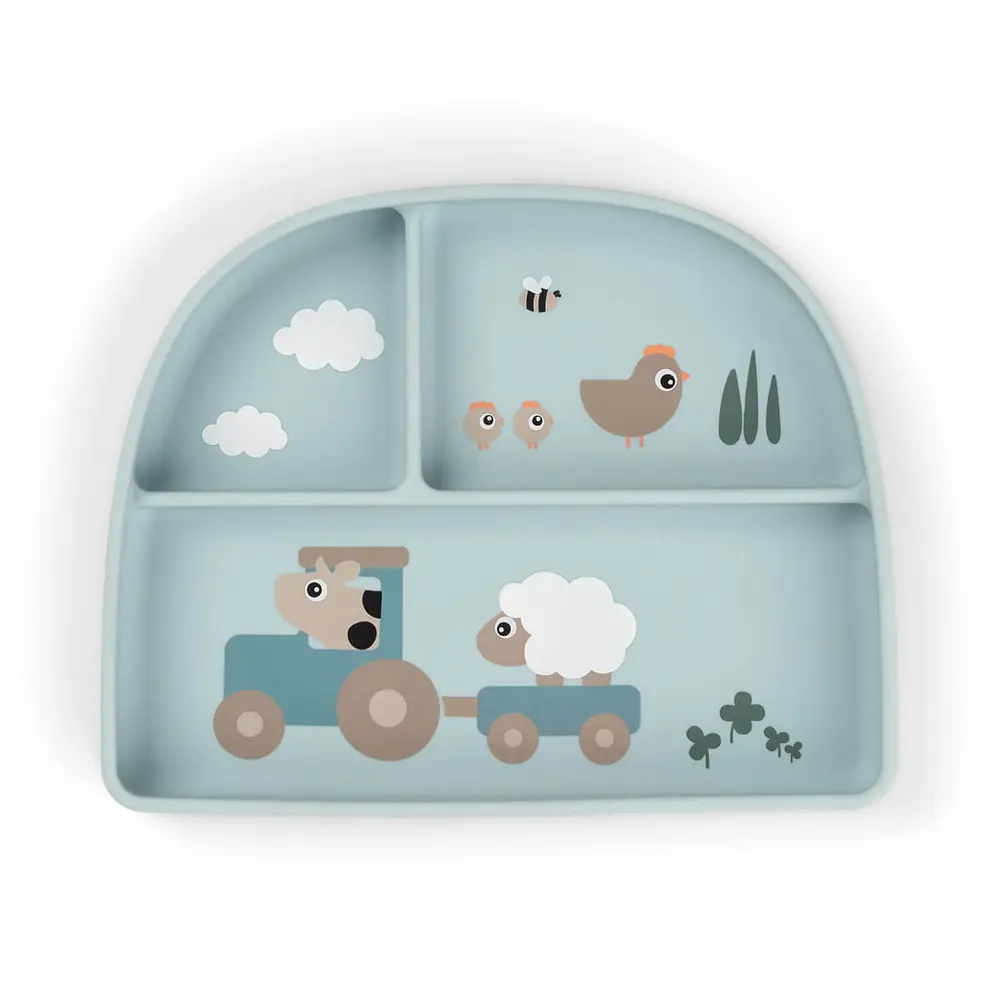 Stick&Stay delad tallrik Tiny farm Blå | Baby & Barn - Äta - Barnserviser | BabyMode