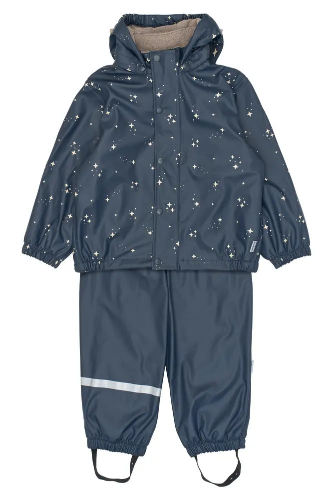Mikk-Line Regnsats Med Fleece - Star Sky AOP - 116