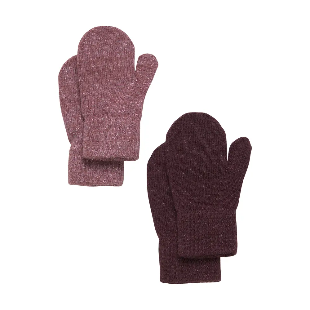 Glittriga Vantar 2-pack - Rose Brown - 3-6 år | Barnkläder - Ull - Ullmössor, ullvantar och ulltossor | BabyMode
