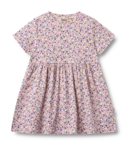 Anna Jersey Klänning - Pink Blue Flowers