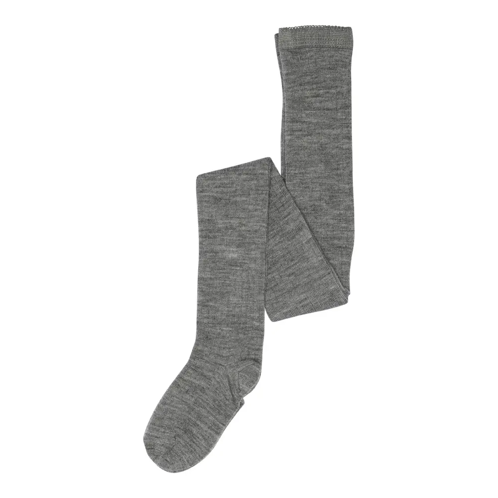 Strumpbyxor Ull Rib - Grey Melange - 130 | Barnkläder - Ull - Strumpor & ullstrumpbyxor | BabyMode