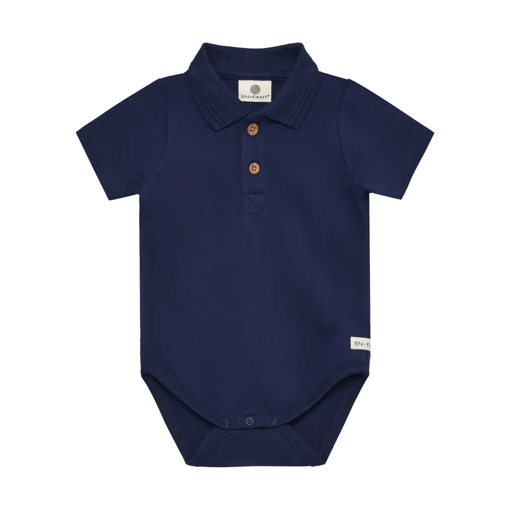 Polo Kortärmad Body - Medieval Blue - 56 | Barnkläder - Bodys & overaller - Kortärmad body | BabyMode