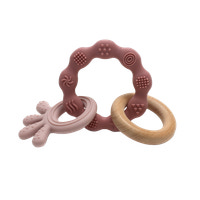 Bitleksak i Silikon med Bläckfisk & Trä - Röd/Rosa