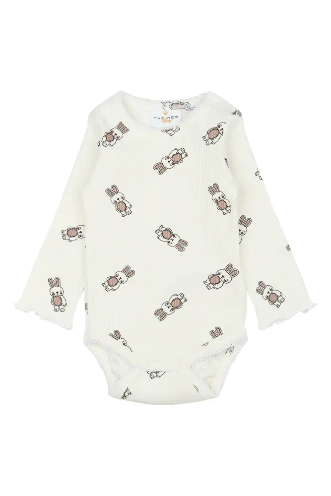 Långärmad Body Pippa Rib - Cloud Dancer - 68
