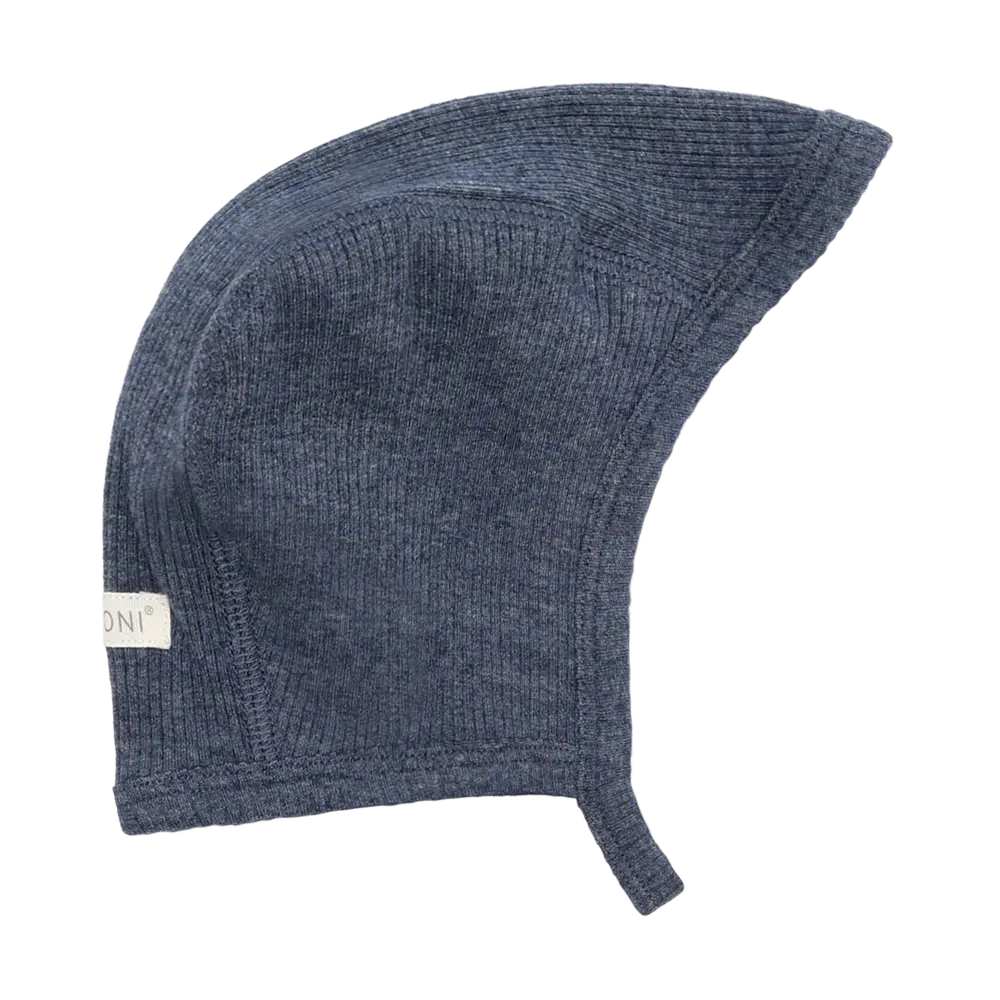 Hjälm Melange Rib - Vintage Indigo Melange - 62\68 | Barnkläder - Mössor, vantar och tossor - Babymössor | BabyMode