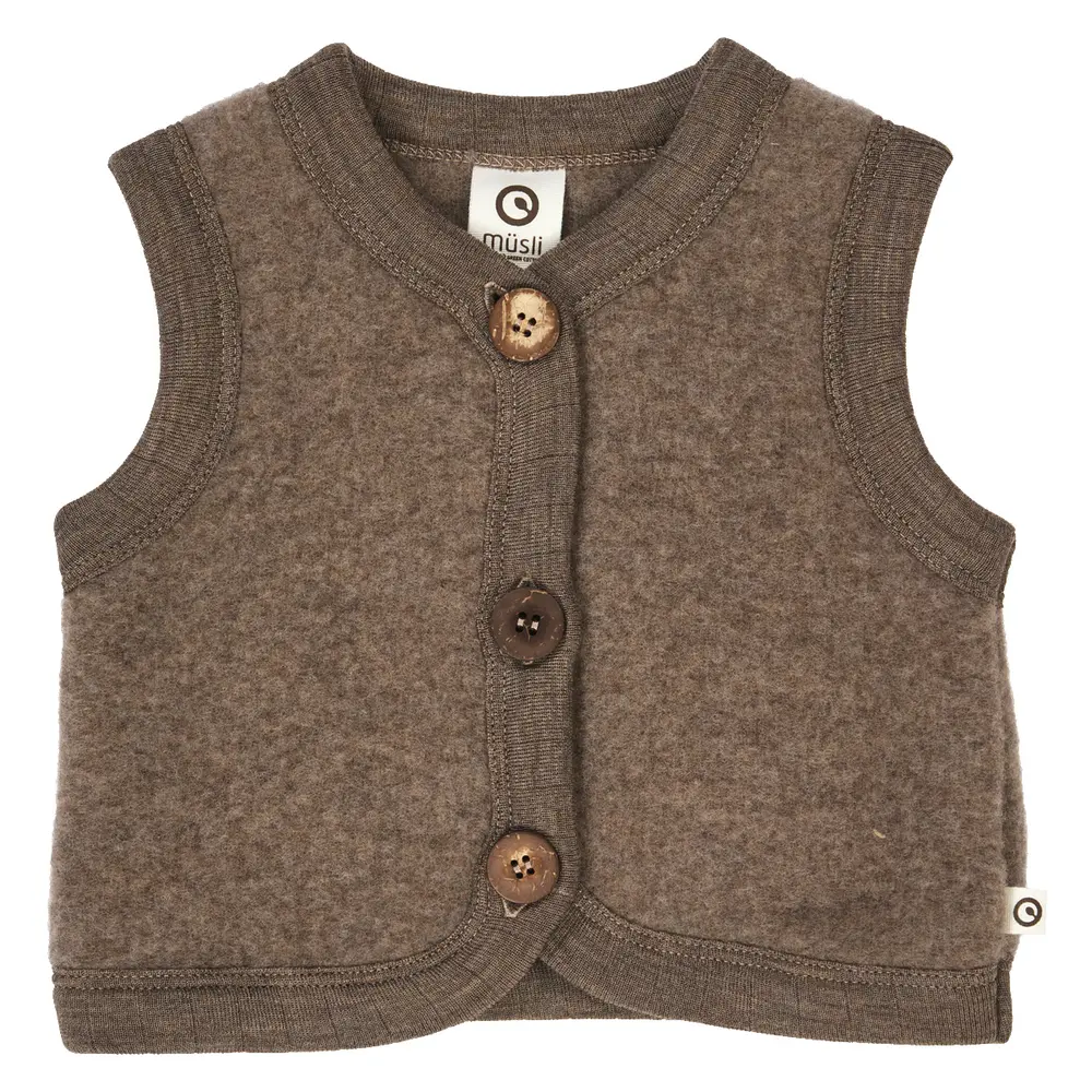 Müsli Väst i Merinould Fleece - Walnut Melange  - 74