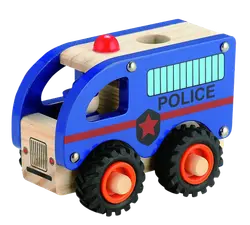 Polisbuss i Trä med Gummihjul | Leksaker - Bilar & maskiner - Leksaksbilar | BabyMode