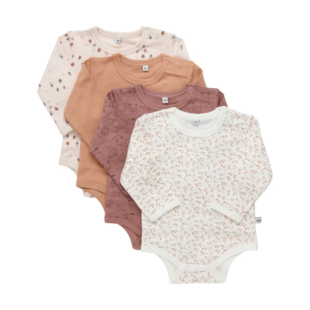 Långärmad Body 4-pack Burlwood - 74 | Barnkläder - Bodys & overaller - Långärmad body | BabyMode