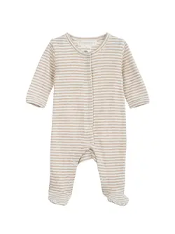 Nyfödd Jumpsuit - Oat Stripe | Kläder - Bodys & overaller - Jumpsuit med fot | BabyMode