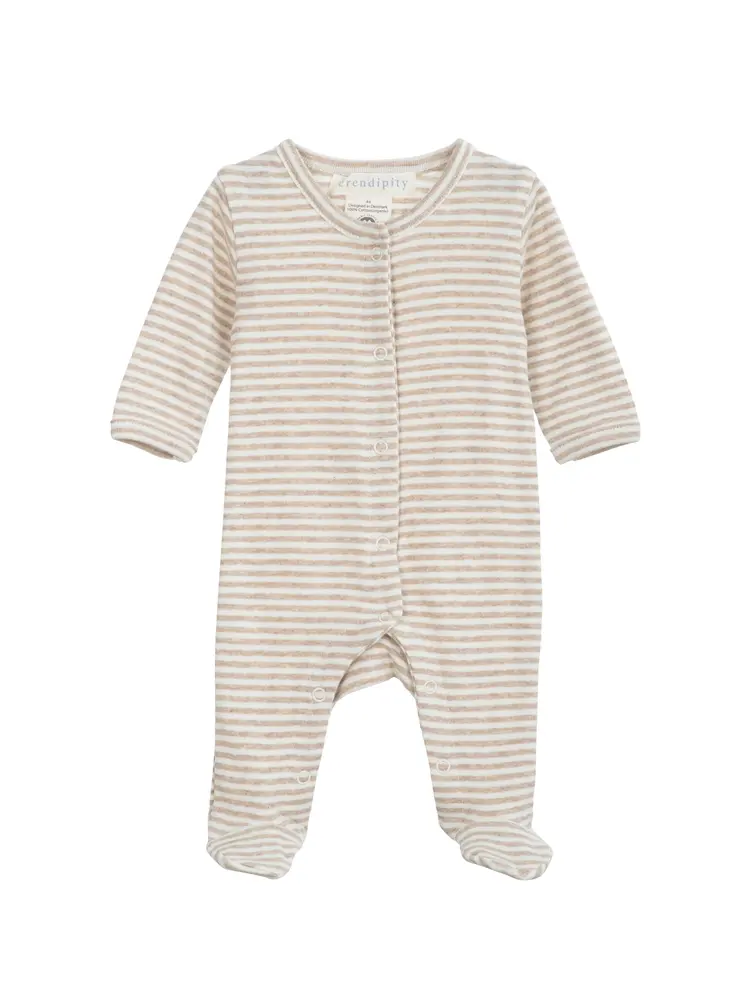 Nyfödd Jumpsuit - Oat Stripe - 50 | Barnkläder - Bodys & overaller - Jumpsuit med fot | BabyMode