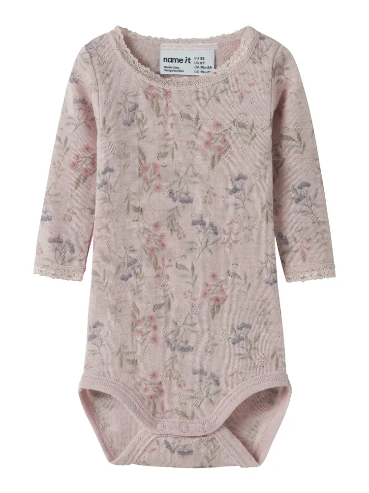 Name It Wang Långärmad Ullbody - Violet Ice - 50