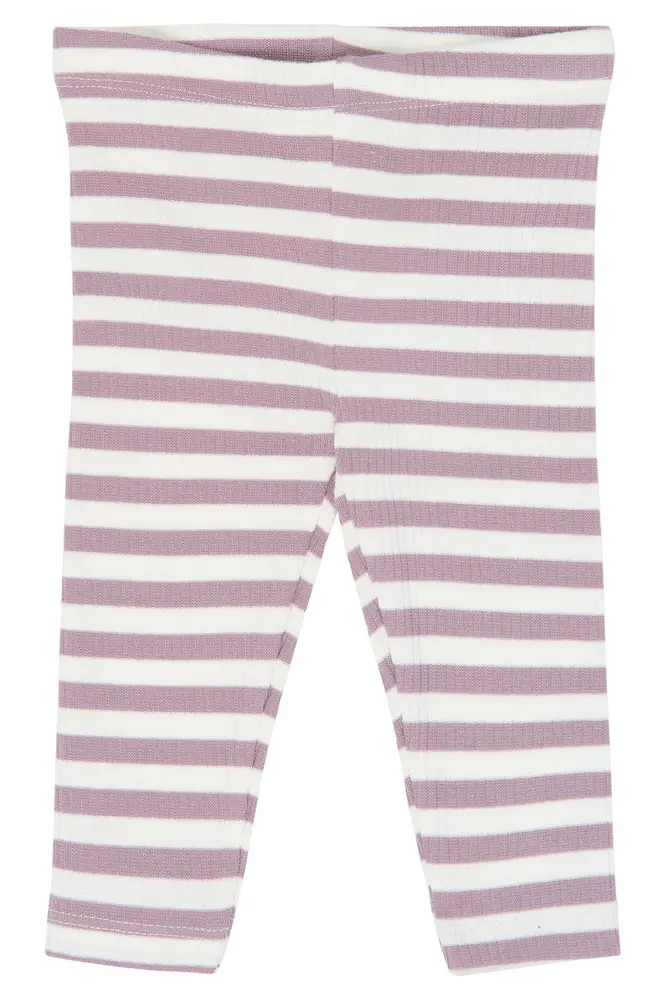 The New Siblings Fro Rib Leggings - Elderberry-Gardenia Striped TN - 68
