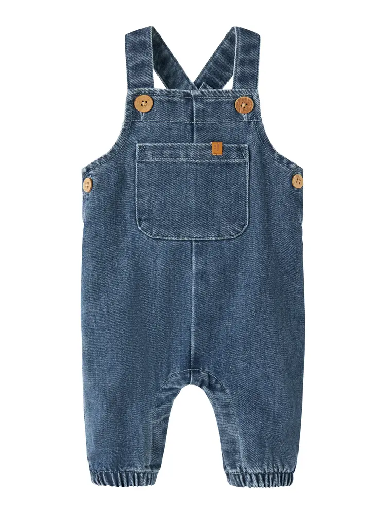 Lil' Atelier Obello Denim Hängselbyxor - Dark Blue Denim - 86