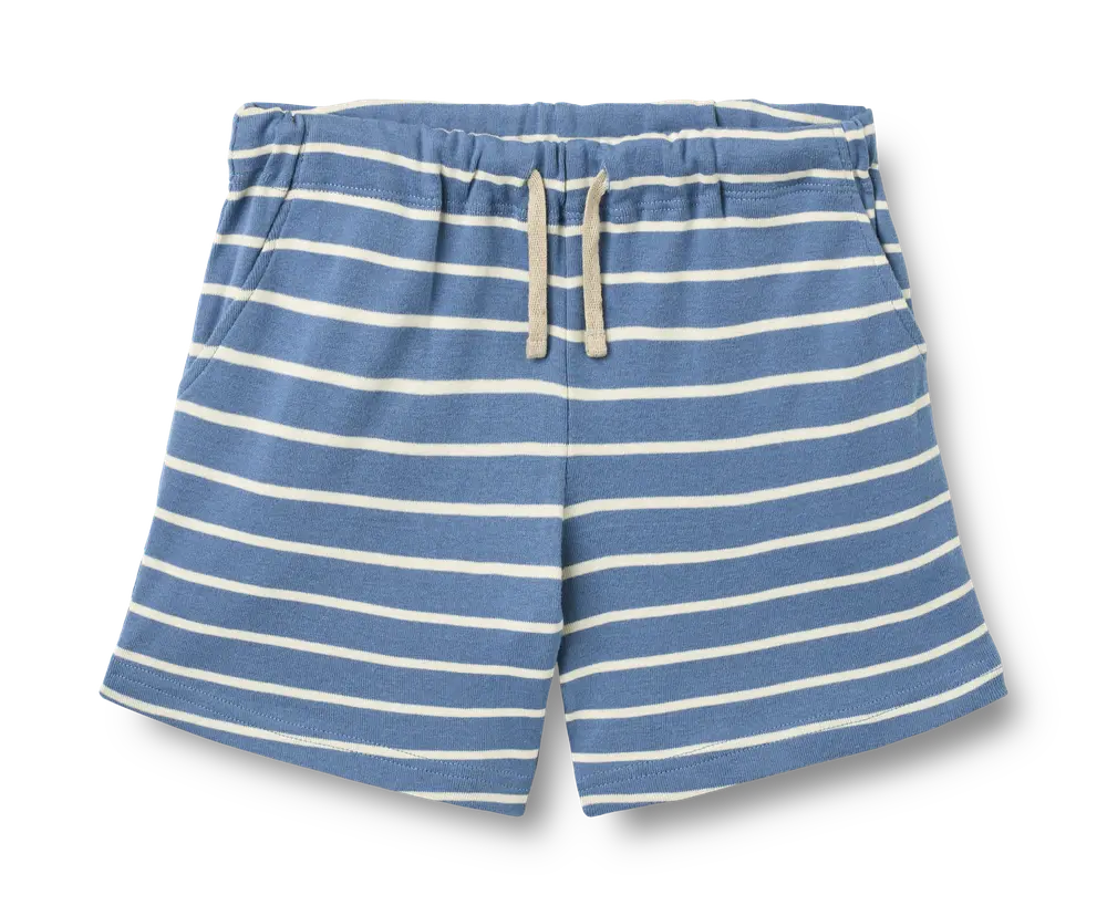 Kalle Jersey Shorts - Blue Stripe - 128 | Barnkläder - Underdelar - Shorts | BabyMode