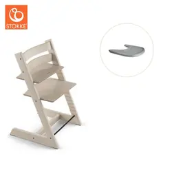 Tripp Trapp Stol & Bricka - Whitewash/grå | Baby & Barn | BabyMode