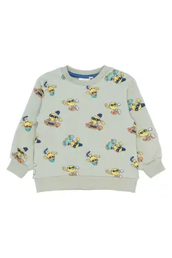 Santiago Sweatshirt - Aqua Gray AOP | Kläder - Toppar - Koftor, västar & tröjor | BabyMode