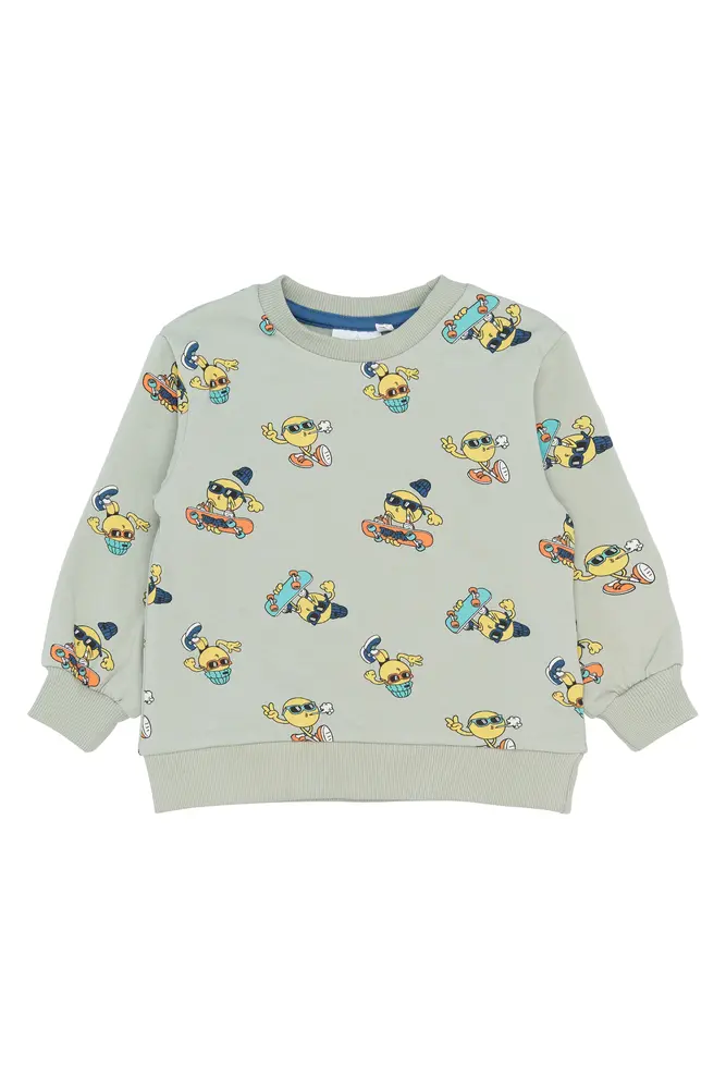 Santiago Sweatshirt - Aqua Gray AOP - 86 | Barnkläder - Toppar - Koftor, västar & tröjor | BabyMode