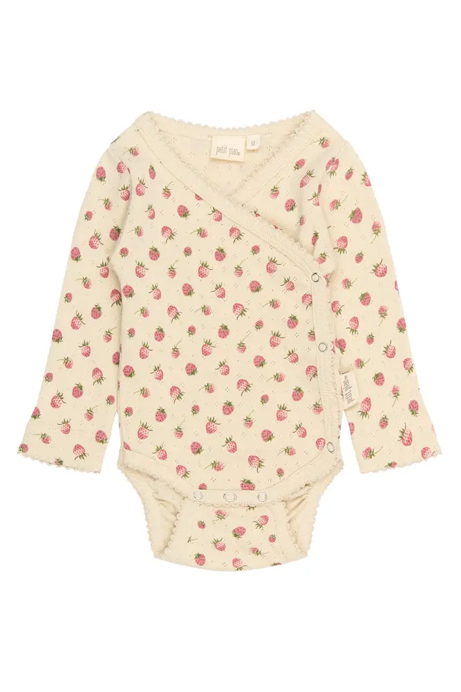 Dea Långärmad Omlottbody - Fog Strawberry AOP - 44 CM