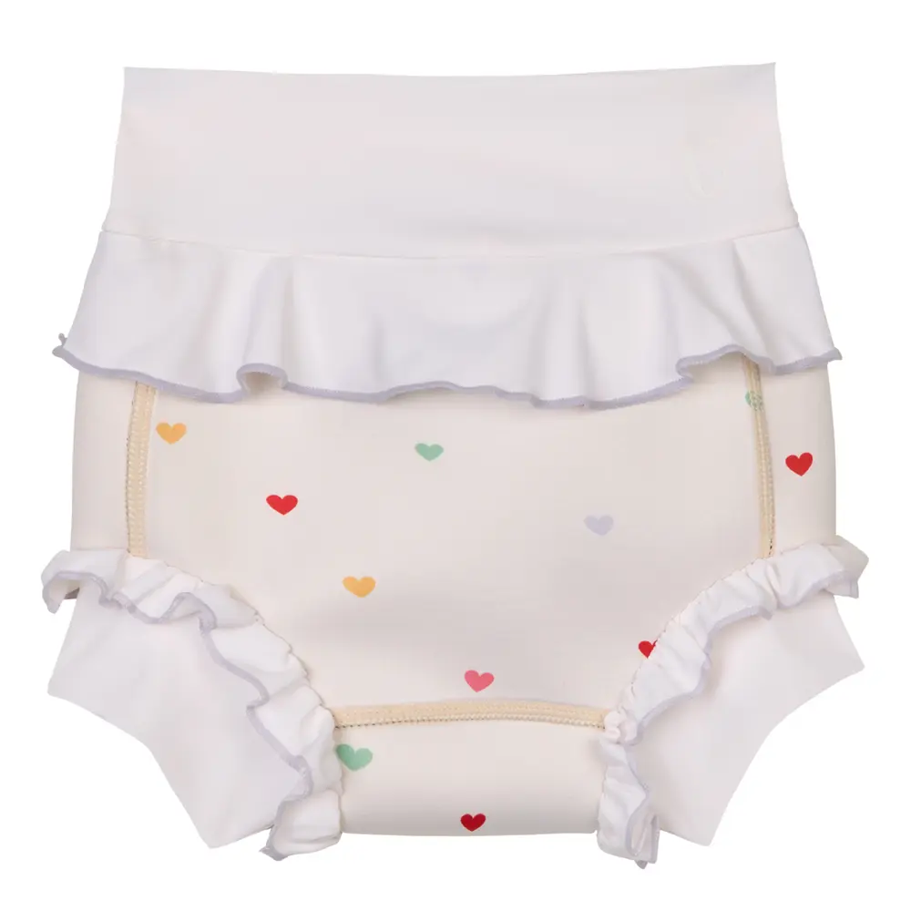 Badblöja neopren - Hearts - Cream - 6-12 MDR. | Barnkläder - Badkläder - Badblöjor | BabyMode